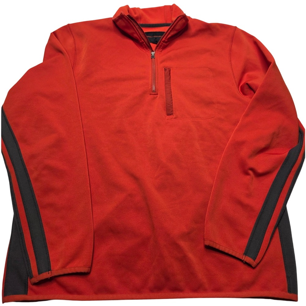 Banana Republic Mens Quarter Zip Pullover Orange Gray Athletic Fleece 233118-03